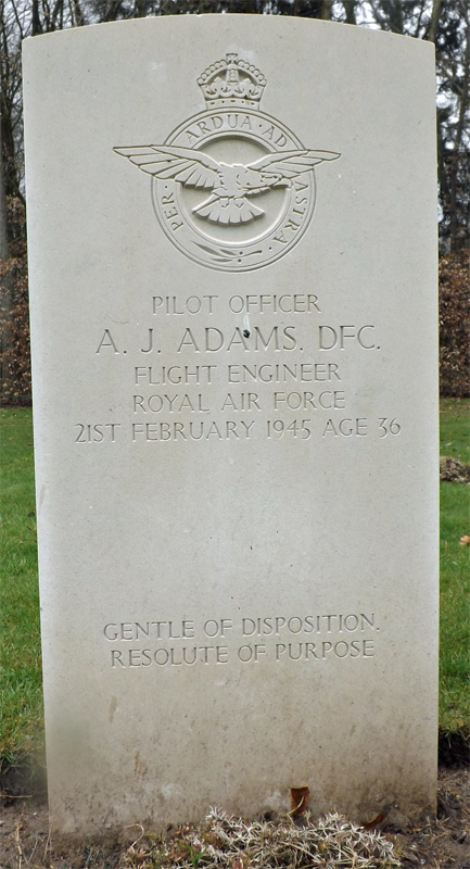 P/O Alexander James Adams<br /><br /><br />died on active duty - 21.2.1945